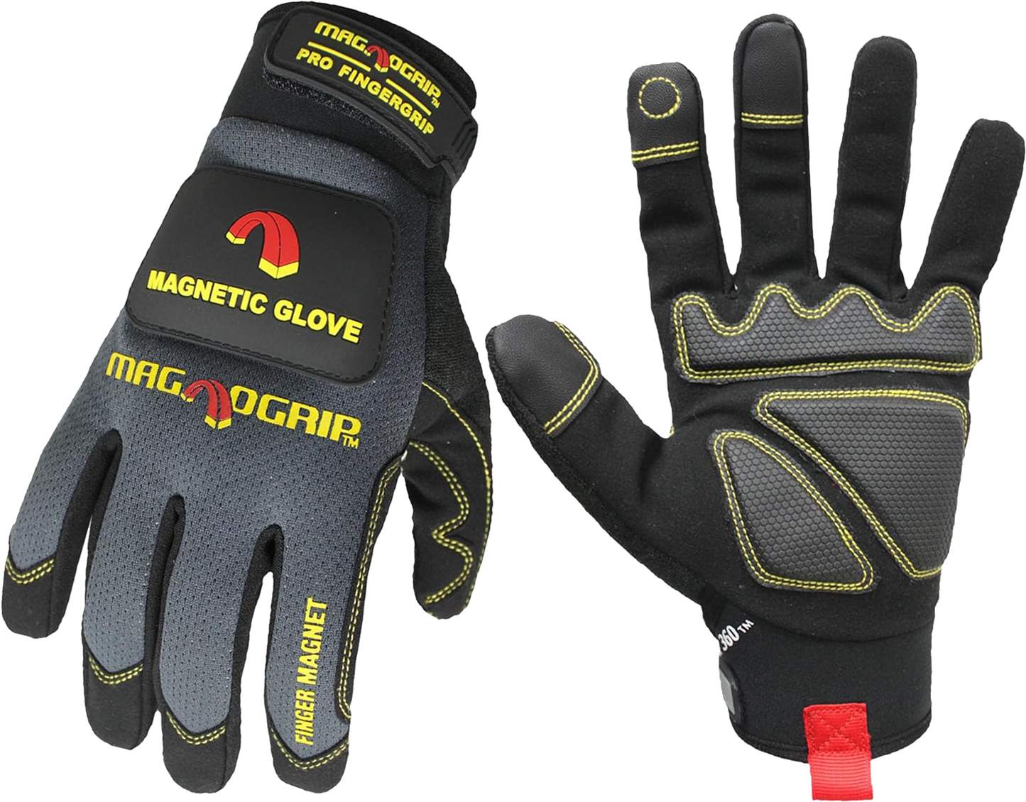 MagnoGrip Pro FingerGrip Work Glove with Integrated Magnetic Storage