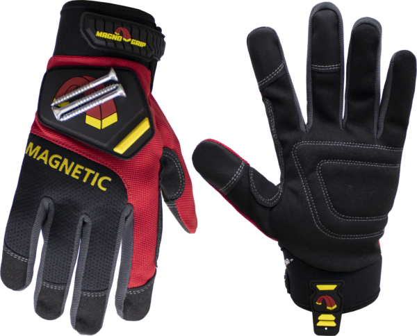 MagnoGrip Pro Performance Glove with Magnetic Storage in Red Color