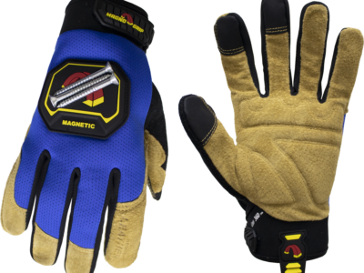 MagnoGrip Hi Dex Leather Glove with Magnetic Storage in Blue Color