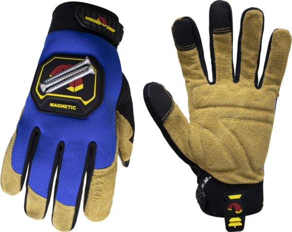 MagnoGrip Hi Dex Leather Glove with Magnetic Storage in Blue Color